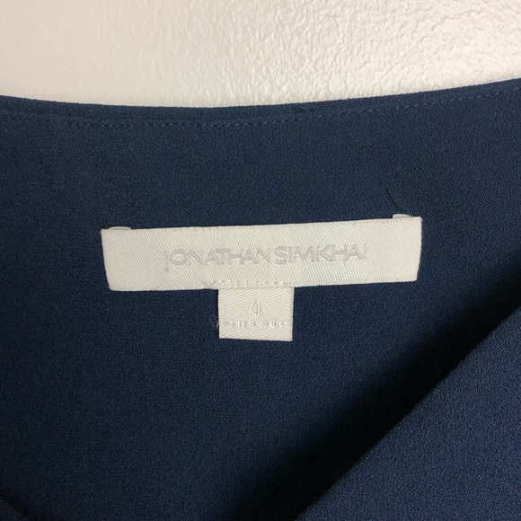 JONATHAN SIMKHAI Blue Button Front Embroidered Crepe Cropped Tank Top - Picture 4 of 8